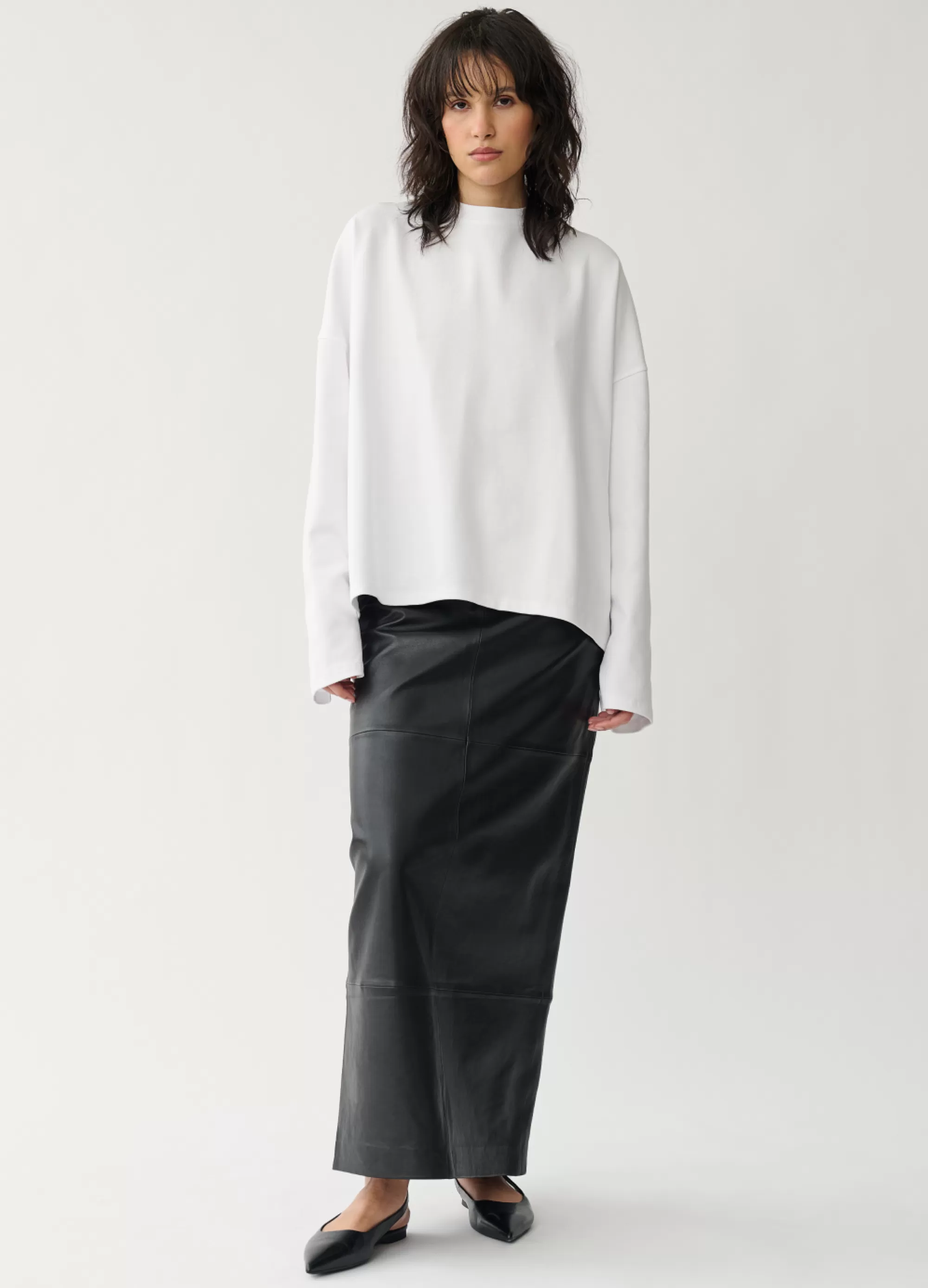 Vagabond Tops | BOXY LONG SLEEVE T-SHIRT W Whitetextile