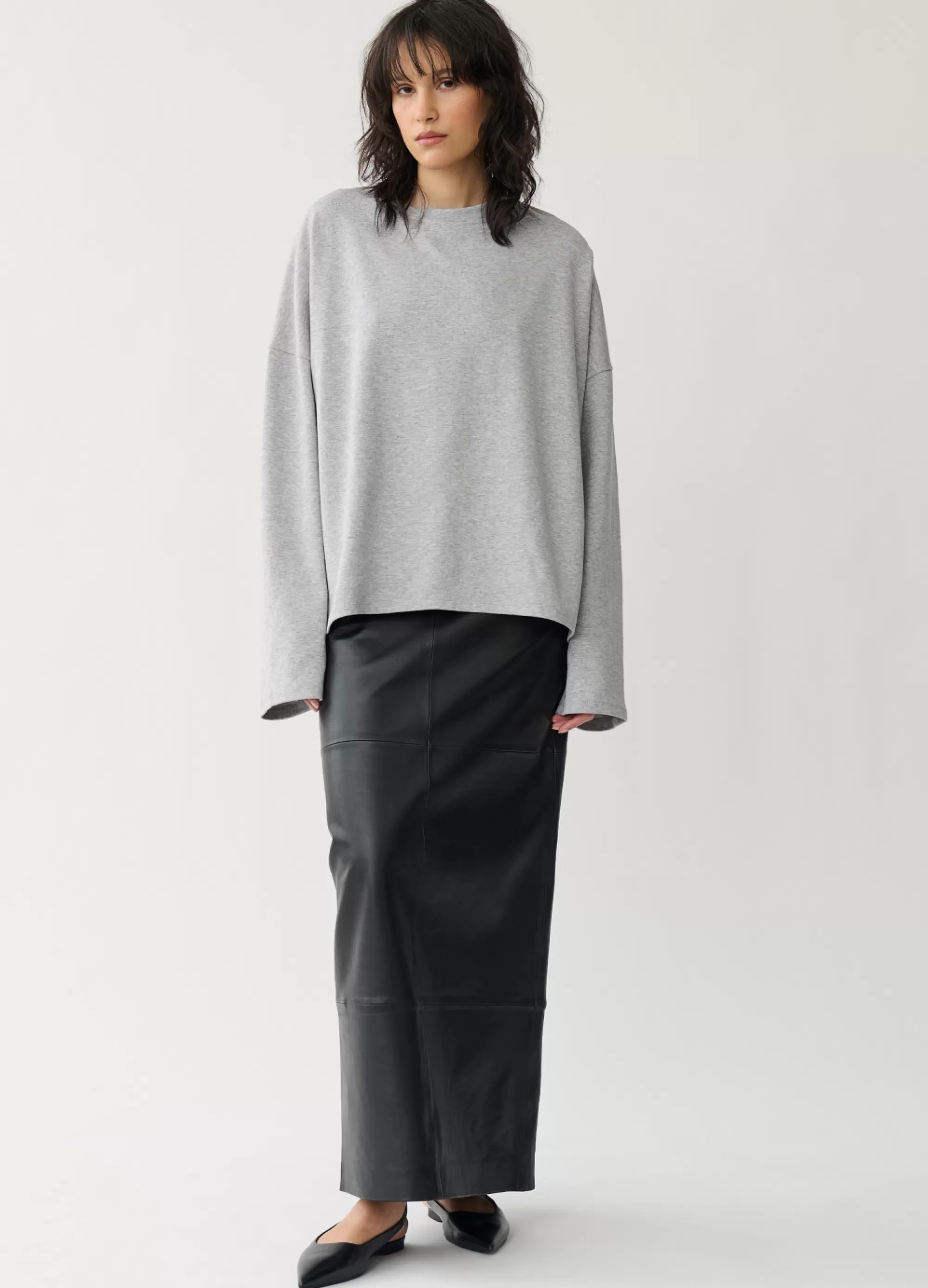 Vagabond Tops | BOXY LONG SLEEVE T-SHIRT W Greytextile