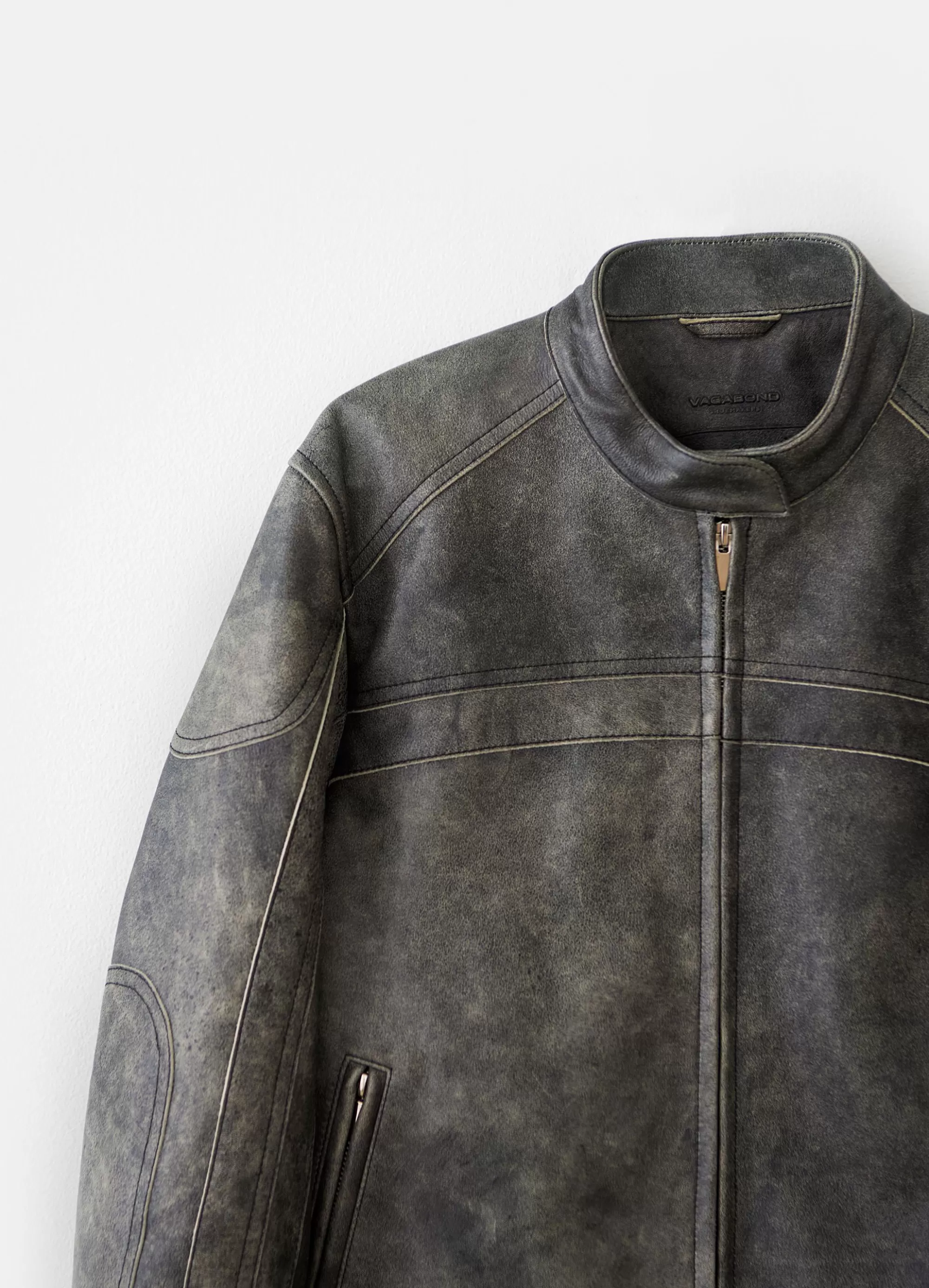 Vagabond Leather Garments | MOTO JACKET DarkGreytextureleather